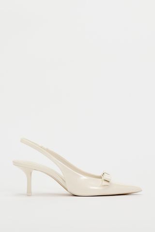 ZARA, Bow Trim Satin Effect Heeled Shoes