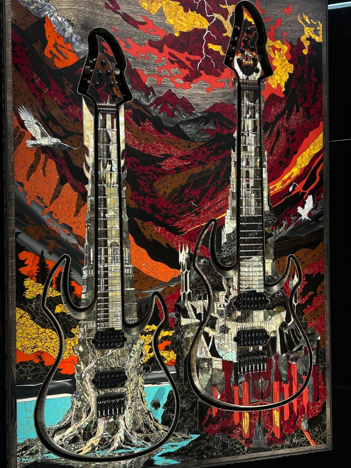 A guitar showcased at the Boutique Guitars Showcase at the 2026 NAMM show