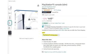 PS5 Slim listing at Amazon, with Style box highlighted