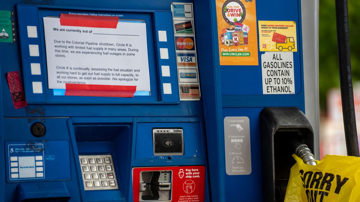 A gas pump put out of action by the cyber attack against Colonial Pipeline