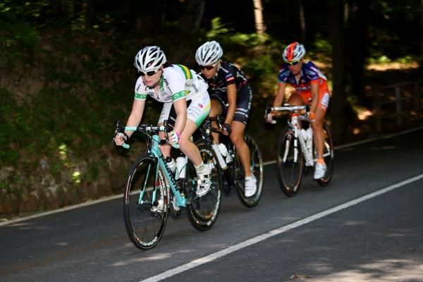 The three escapees on the climb of Brinzio - which is used in the opposite direction for the Tropheo Binda World Cup race.