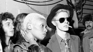 David Bowie and backing singer Ava Cherry in 1975