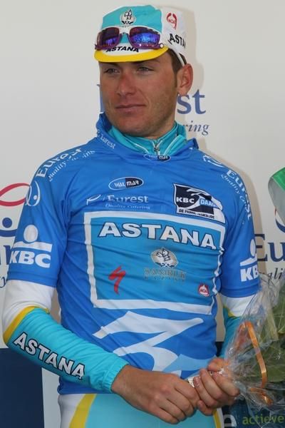 Andry Grivko (Astana) decked out in the sprinter's jersey.