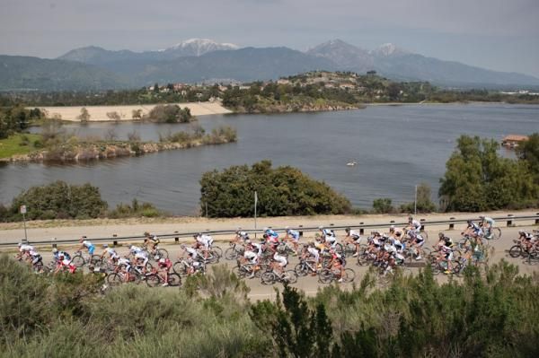Puddingstone Reservoir provided the backdrop for part of todays race.