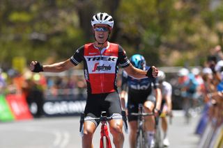 Trek-Segafredo’s Richie Porte takes his sixth-straight win on the Willunga Hill stage at the 2019 Tour Down Under