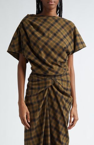 Tilda Plaid Cotton Midi Dress