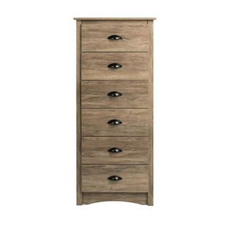 A six-drawer dresser made of pine wood