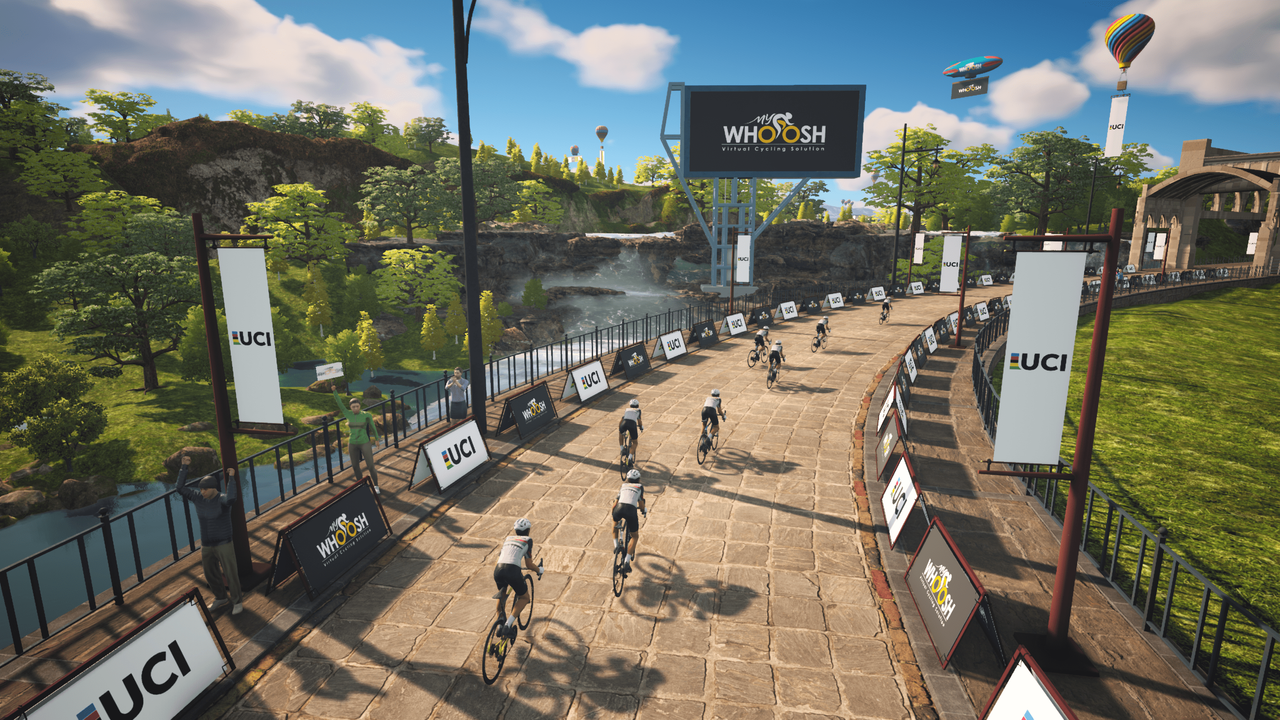 In-play shot of MyWhoosh, the virtual racing platform