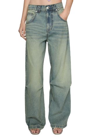 Wideleg Pleated Jeans With Low Waist - Women | Mango Usa