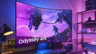 Samsung Odyssey ark monitor on desk