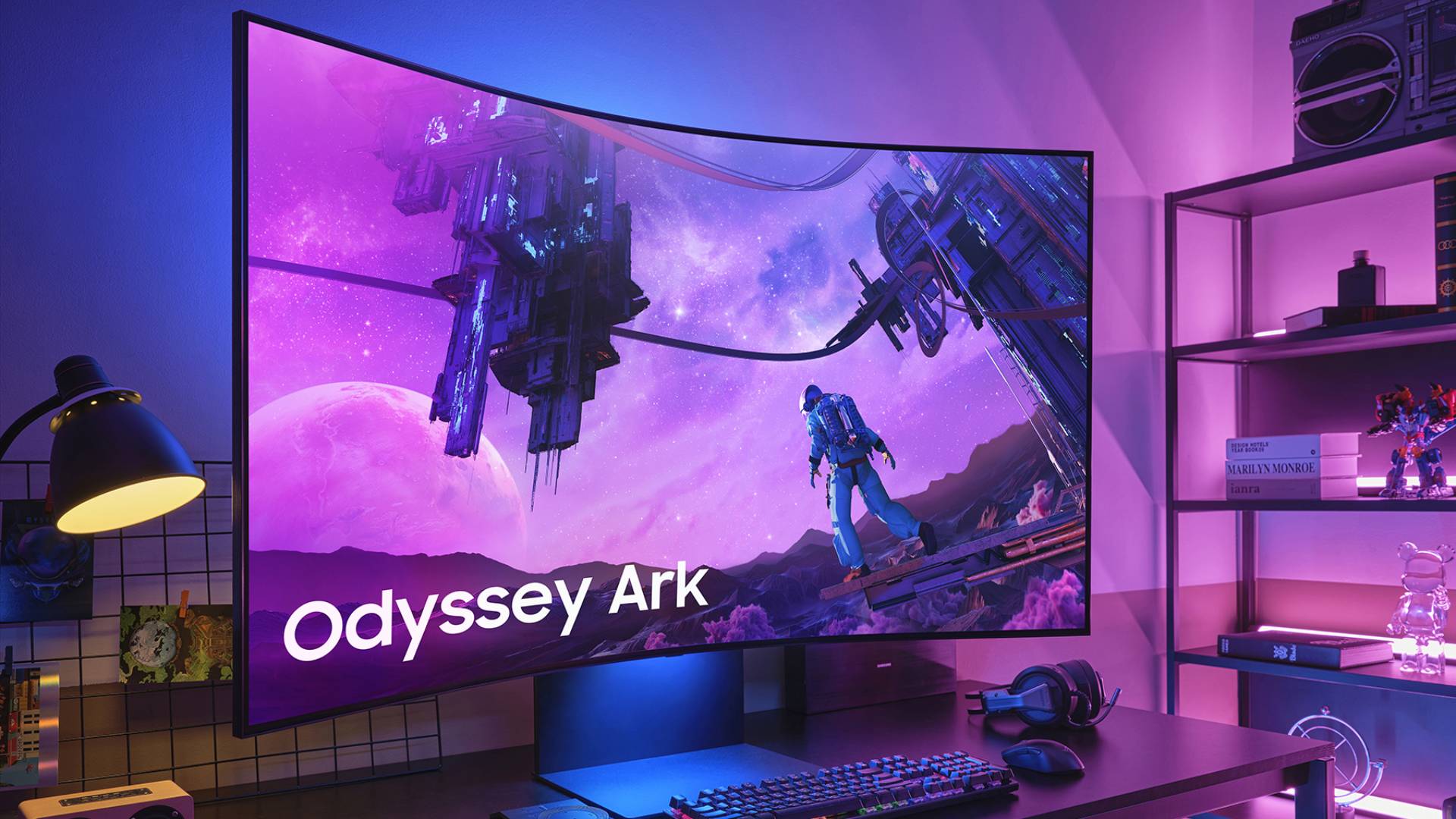 Moniteur Samsung Odyssey Ark sur le bureau