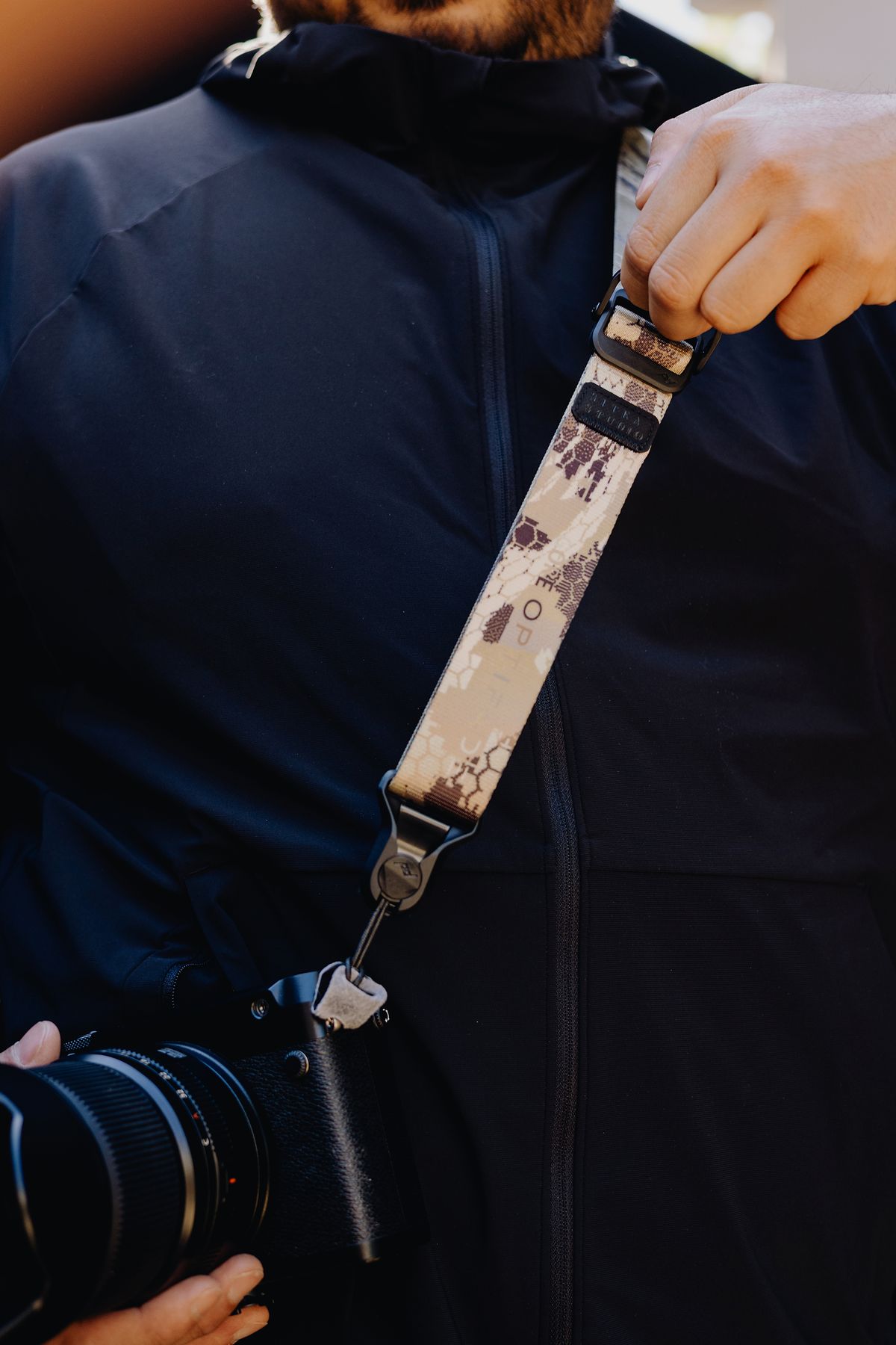 The Peak Design Slide Lite in the limited edition Sitka Optifade Marsh camouflage pattern