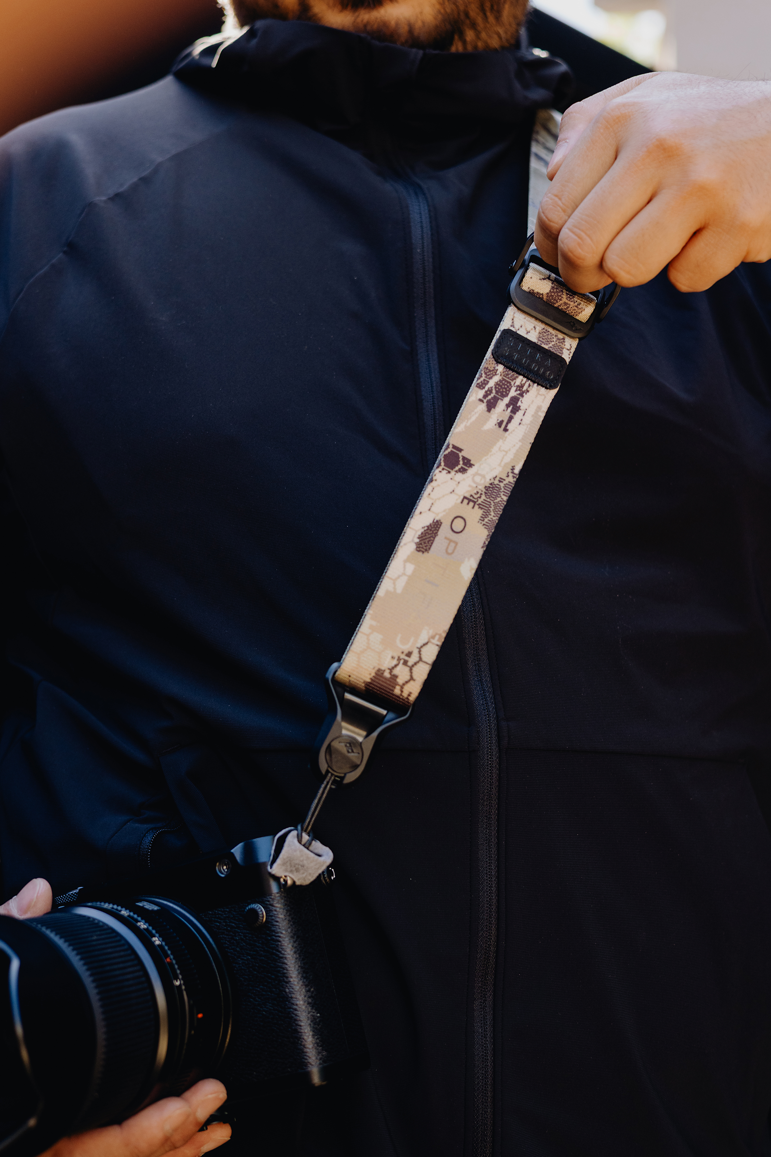 The Peak Design Slide Lite in the limited edition Sitka Optifade Marsh camouflage pattern
