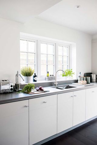 Industrial kitchen extension minimal white units