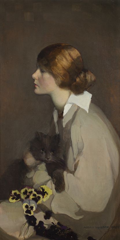 Norah Neilson Gray, 'Young Woman with Cat', circa 1928.