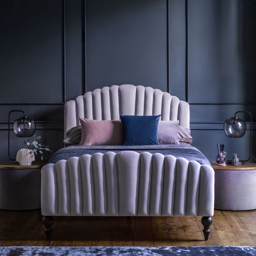 bella double bed in squirrel cotton matt velvet