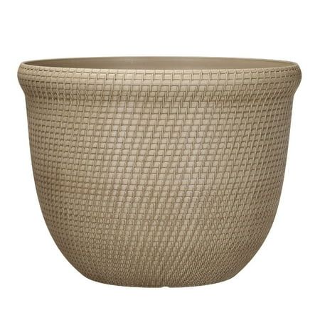 Better Homes & Gardens Tatum 100% Recycled Resin Planter, Khaki Chino, 15.8in X 15.8in X 12in