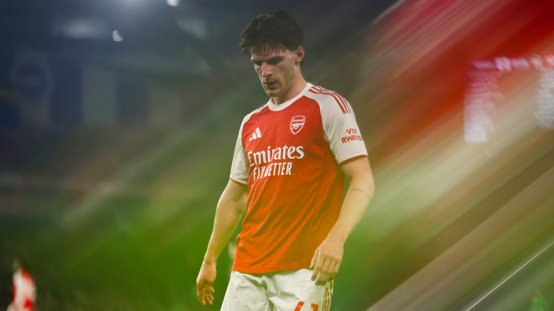 Declan Rice of Arsenal during the Premier League match between Brighton &amp;amp; Hove Albion and Arsenal at Amex Stadium on March 4, 2026 in Brighton, United Kingdom.