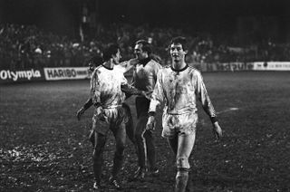 PSV players react after the first leg of their UEFA Cup final against Bastia in April 1978.