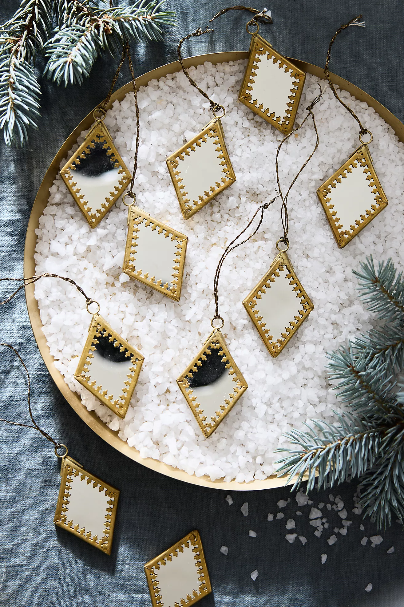 Diamond Mirror Ornaments, Set of 10