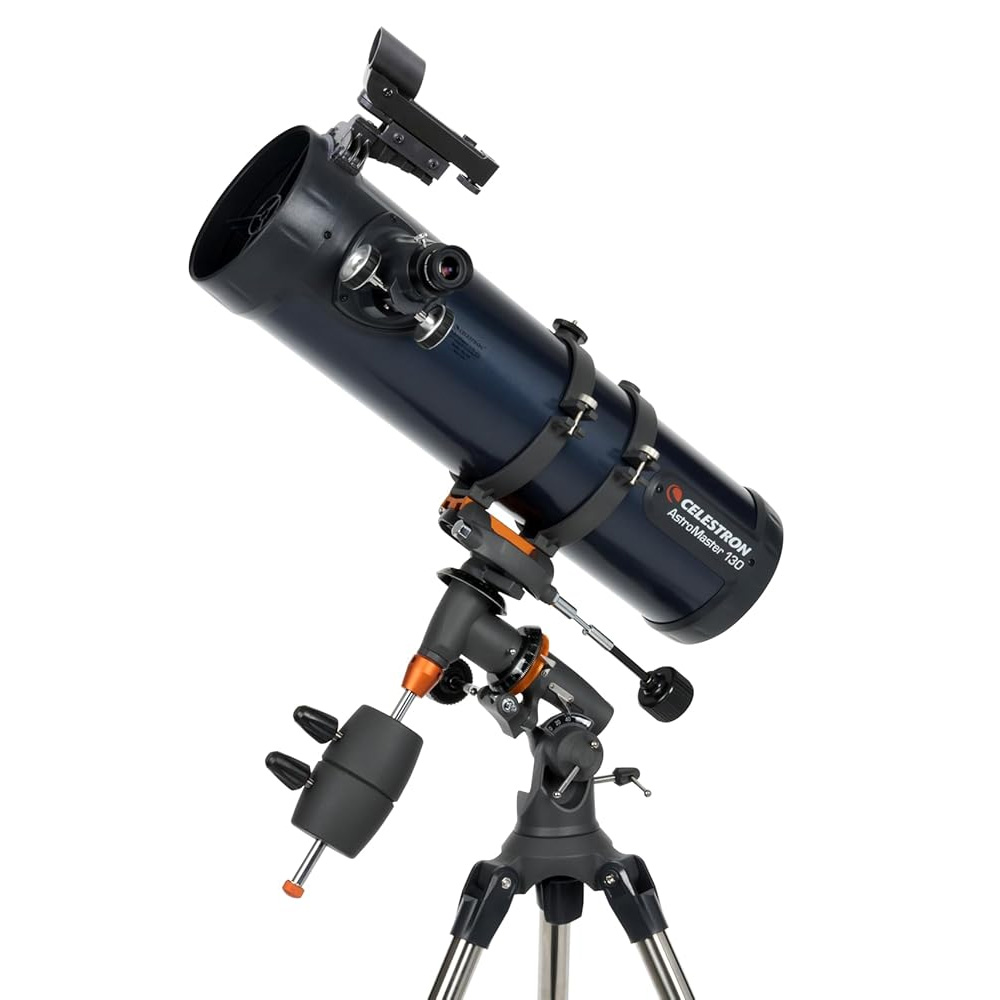 celestron astromaster 130eq on a white background