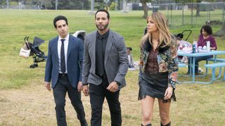 Deniz Akdeniz, Daniel Sunjata and Kaitlin Olson in High Potential