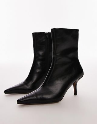 Topshop Natalia High Heeled Ankle Boots in Black