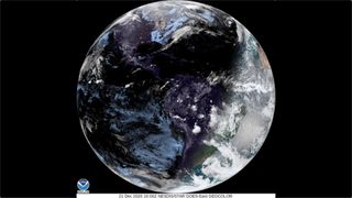 The 2020 solstice on Dec. 21, as seen by NOAA's GOES EAST (GOES-16) Earth-observing satellite.