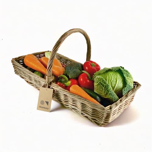 Willow Wicker Basket Foraging Trug in Medium Rectangular - Flat Bottomed Traditional Garden Flower Tool Plant Carry Basket - Garden Trug - Gardening Accessory