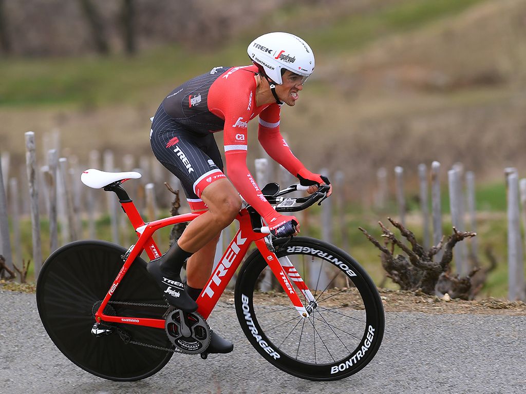 Contador in the Mont Brouilly time trial at the 2017 Paris-Nice