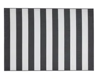 A black and white striped outdoor rug from La Redoute