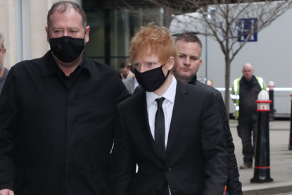 Ed Sheeran pictured walking into court due a song writing dispute