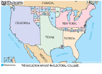 Political cartoon U.S. map without the electoral college