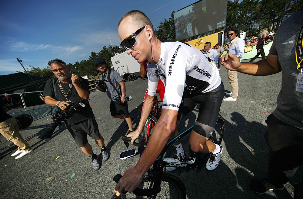 Chris Froome (Team Sky) at the start of stage 1 of the Tour de France
