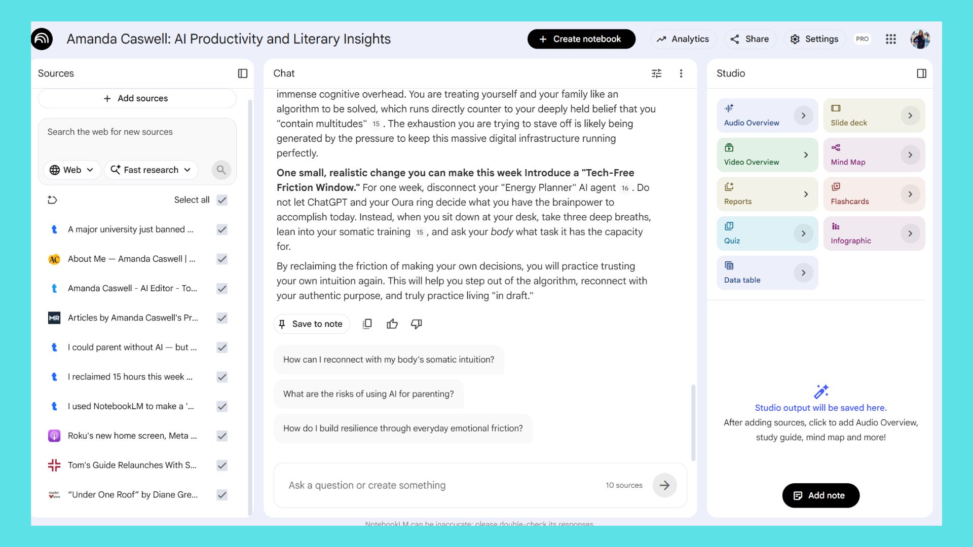 نتایج NotebookLM