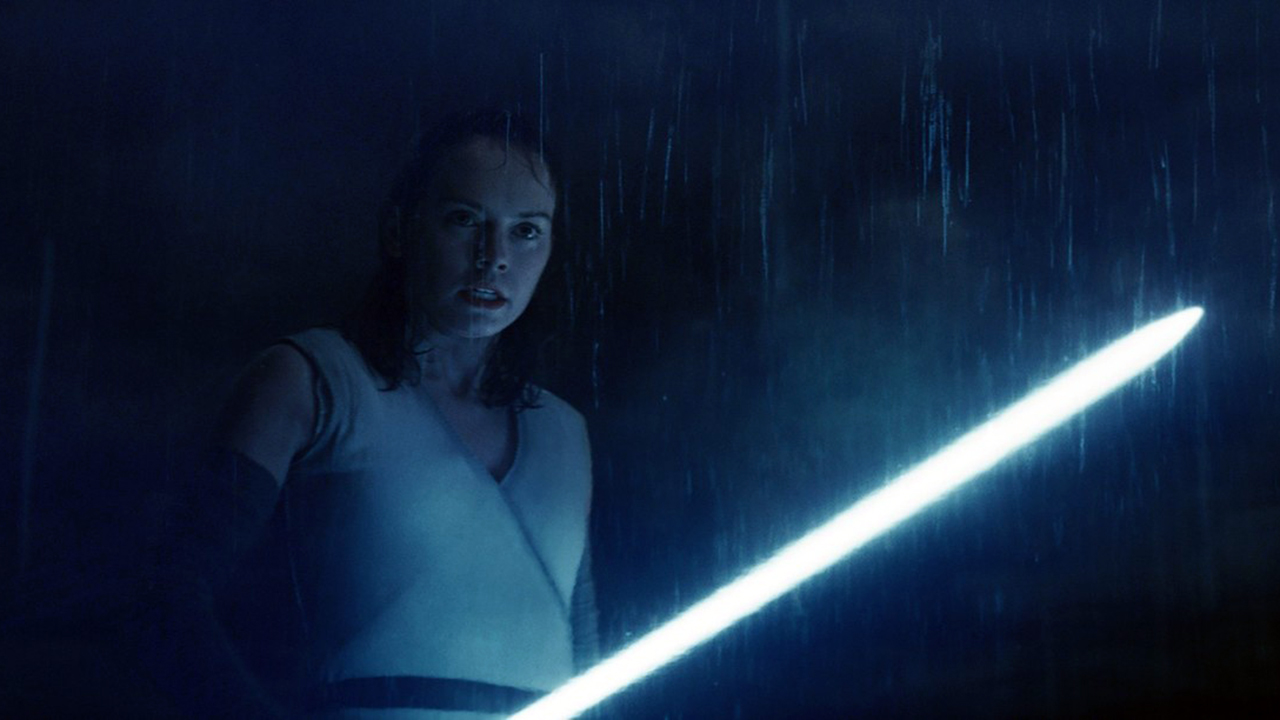 Rey confronts Luke Skywalker in Star Wars: The Last Jedi