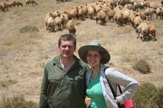 Ryan and Cori Boyko taking a break from sampling sheepdogs in the Bekaa Valley, Lebanon.