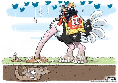 Political Cartoon U.S. Donald Trump Tweets Ostrich Republican Party