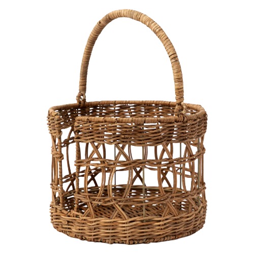 Round Straw Tray - Beige