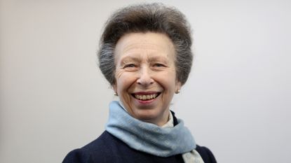 Princess Anne, Princess Royal smiles during her visit to the opening of the Reaseheath Equestrian College on January 30, 2024
