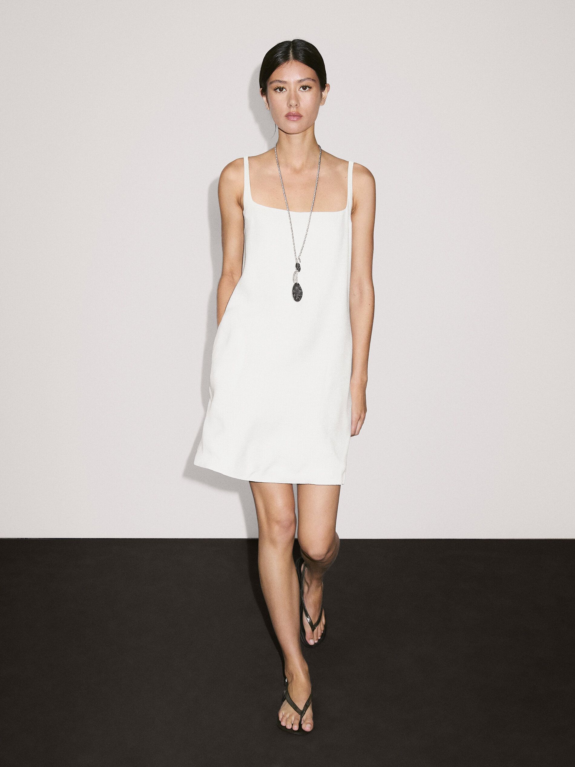 Strappy Linen Blend Mini Dress