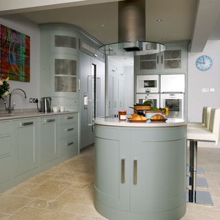 kitchen room with grey wall and chair