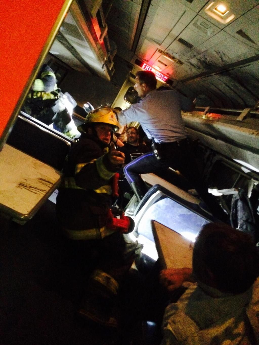 Inside the Amtrak train.