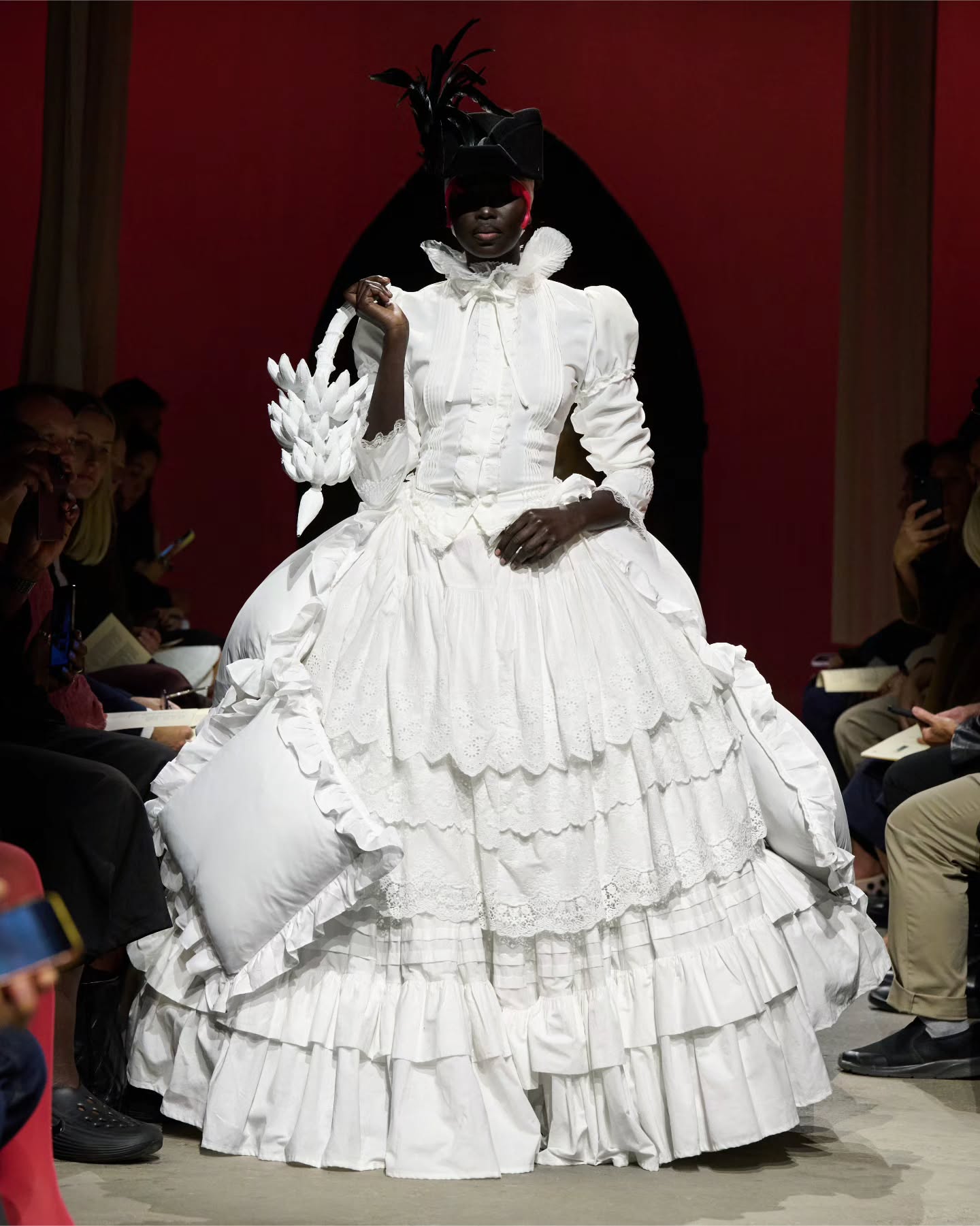 Runway image of a model walking in the Francesca Lake show at London Fashion Week spring/summer 2027