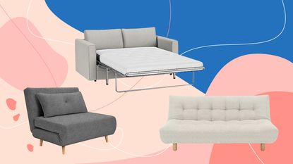 The best sofa beds tried, tested, and reviewed by Ideal Home on a blue background
