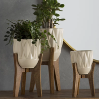 3 Piece Ceramic/Solid Wood Planter Set –  $185