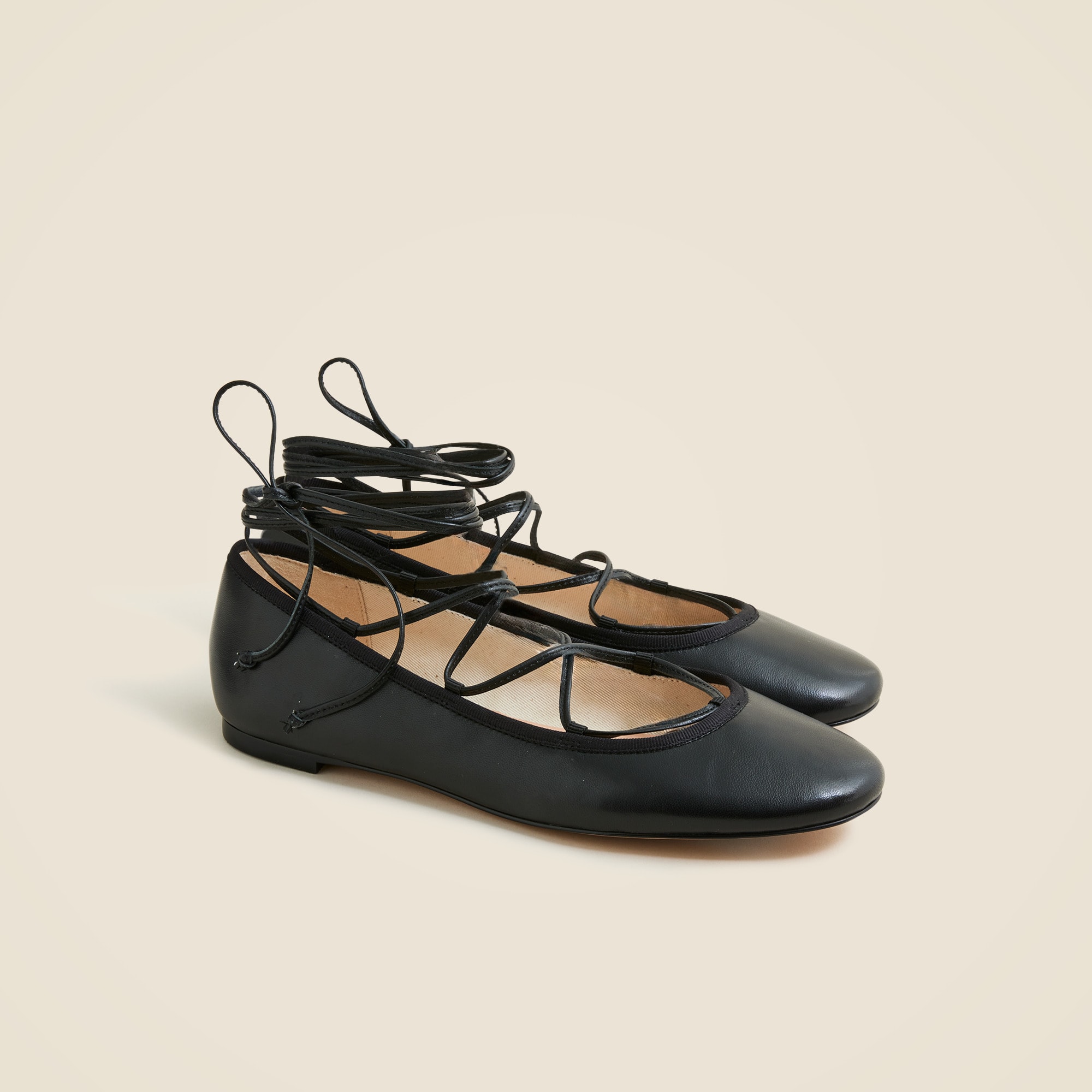 Andi Lace-Up Ballet Flats in Leather