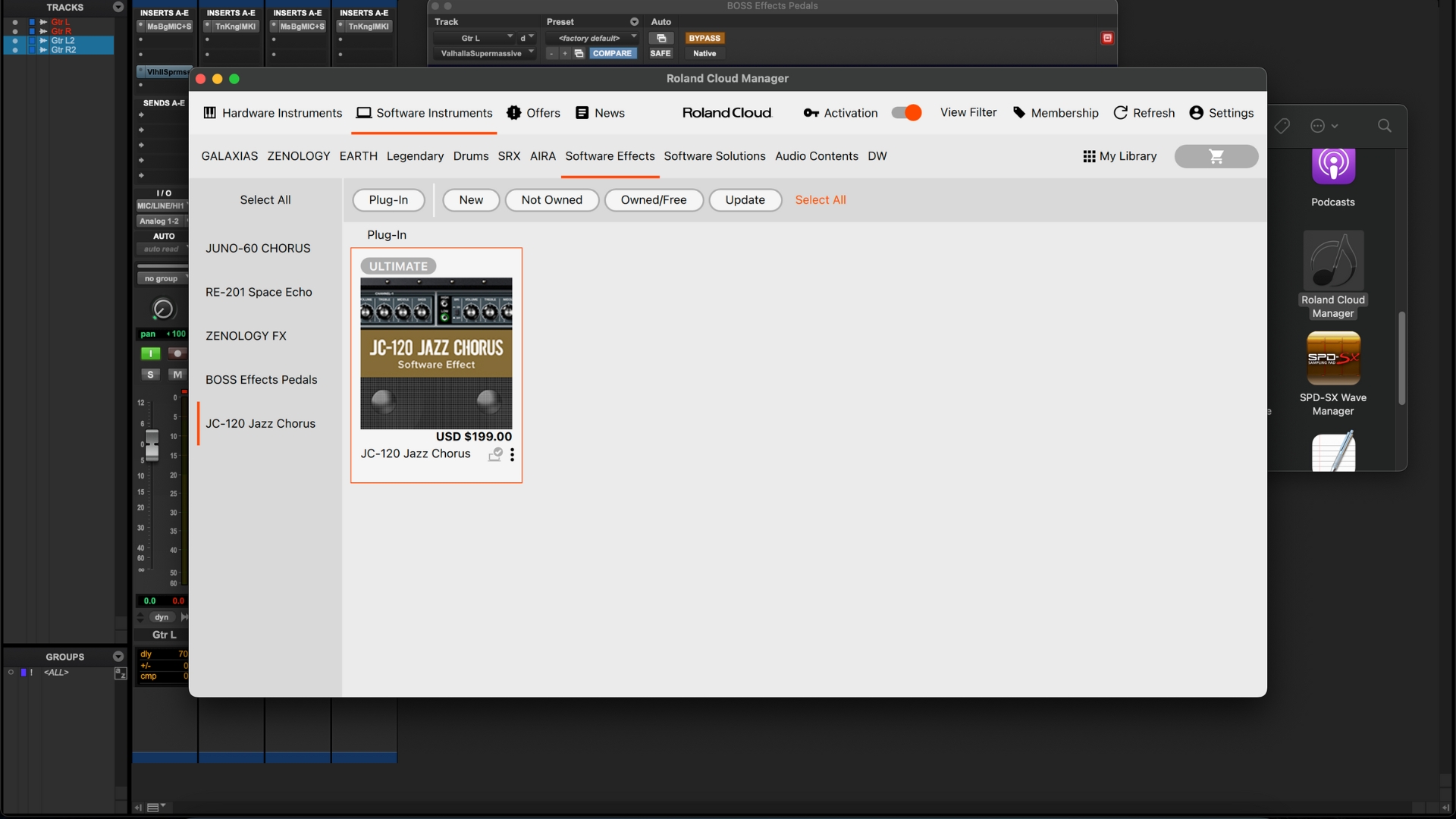 A screenshot of the Roland Cloud app on a MacBook