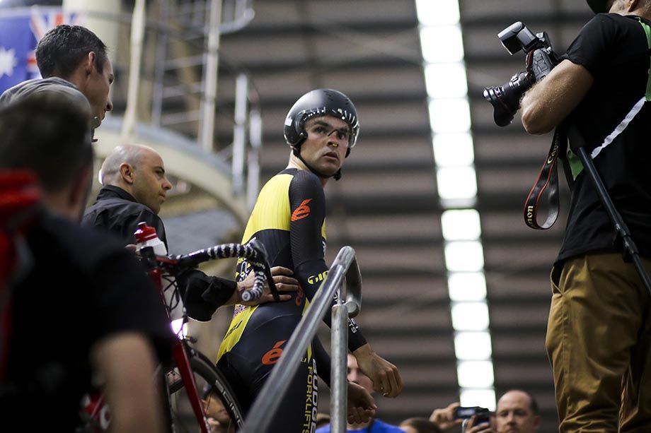 There was a huge cheer in the velodrome as Jack Bobridge walked out