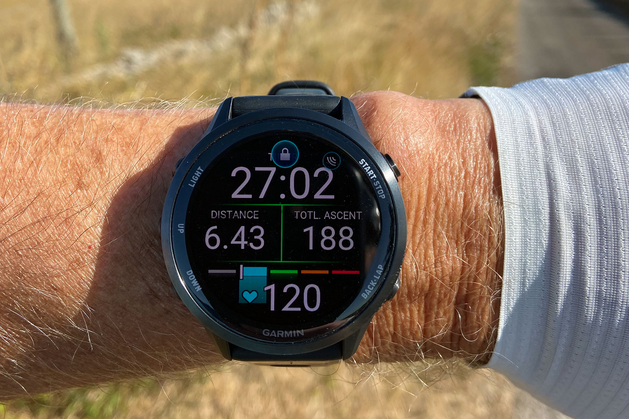 Garmin Forerunner 970 showing data screens during a ride.